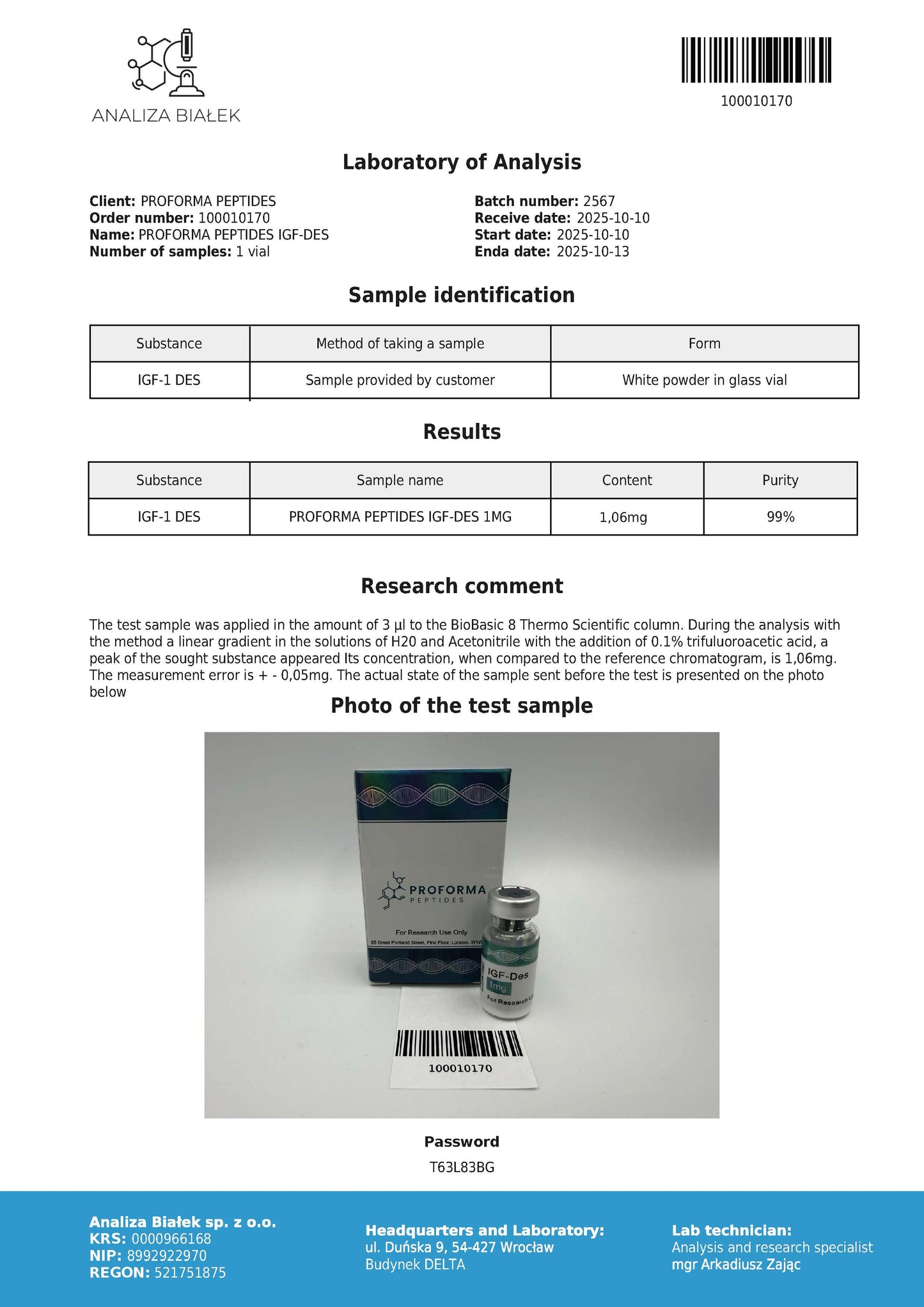 IGF-1 Des 1mg